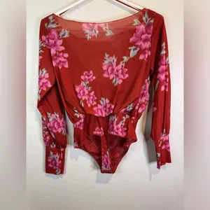Free People Intimately‎ NWOT Undercover Printed Bodysuit Cherry Combo Top thumbnail 5