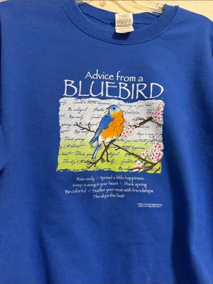 Vintage 90s Blue Bird Sweatshirt cottagecore granny grandma nature boho thumbnail 2