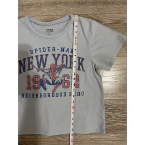 Marvel Spider-Man New York 1962 Graphic Tee Light Blue XL Short Sleeve Crop Top thumbnail 6