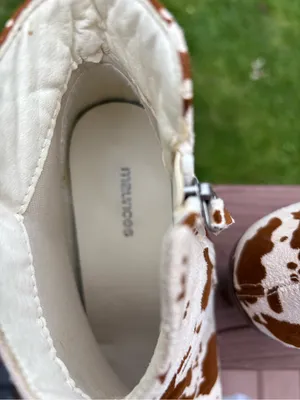 Maurices Brown and White Cowhide-Print Ankle Boots thumbnail 8