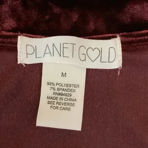 Planet Gold Red Velvet Velour Holiday Long Sleeve Wrap Tie Blouse Crop Top Sz M thumbnail 3