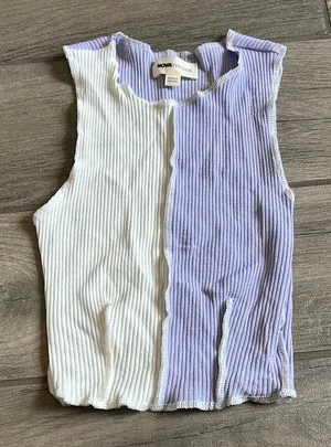 Vintage White and Purple Ribbed Muscle Tee thumbnail 1