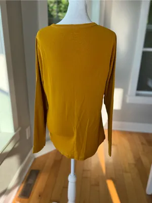 Duluth Trading Co Mustard Yellow Long-Sleeve Henley T Shirt Sz Medium thumbnail 3