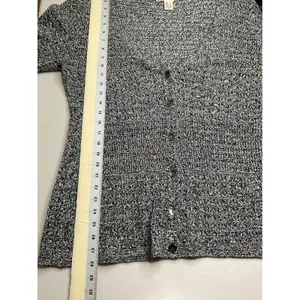 DKNY Jeans Women's Black White Knit 3/4 Sleeve Cardigan Sweater Top‎ XL thumbnail 6