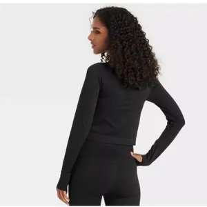 Women's Seamless Fitted Full Zip Jacket - JoyLab Crop Workout Gym Activewear S thumbnail 2