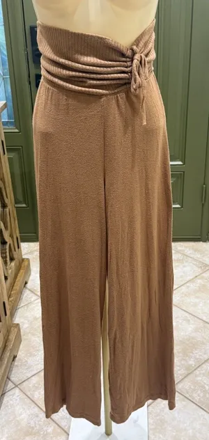 Forever 21 brown ribbed wide-leg lounge pants — Size XS thumbnail 1