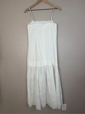 Mon Renn Agua Anglaise White Eyelet Lace Maxi Dress size Small $219 thumbnail 9