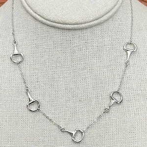 Spaced Half Snaffle Bit Necklace Silver thumbnail 3