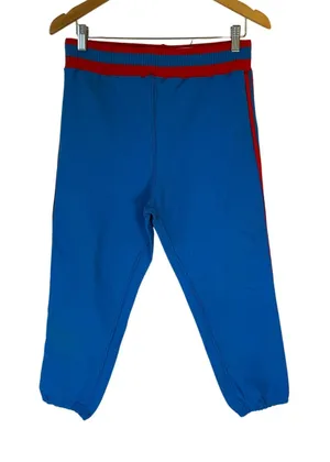 Sand Knit High Rise Pull On Crop Pants Striped Blue Red Medium Athleisure thumbnail 1