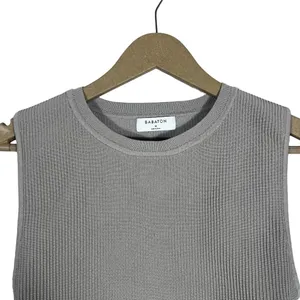 Babaton Sculpt Knit Ribbed Tank Top Solid Cropped Grey Minimalist Size M thumbnail 2