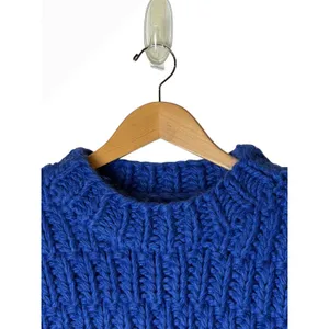 English Factory Sweater Vest Women Small‎ Blue Chunky Knit Oversized Preppy thumbnail 4