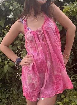 Free People Intimately Dress Medium Sweet & Sour Mini Slip Floral Pink #HHH7-1 thumbnail 1