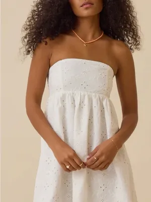 Altar'd State Paige White Strapless Eyelet Mini Dress thumbnail 4