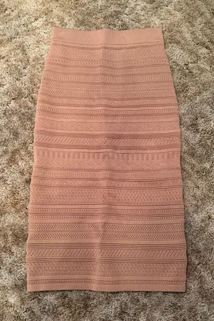 Aritzia Babaton Pointelle Open Knit Midi Tube Skirt Bodycon Neutral Patterned thumbnail 1