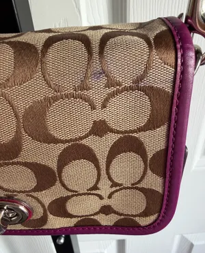 Coach Legacy Signature Penny Small Khaki/Berry Crossbody Bag thumbnail 6