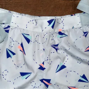 aerie Light Blue Paper Plane Tie-Waist Skort with Navy & Coral Accents thumbnail 4