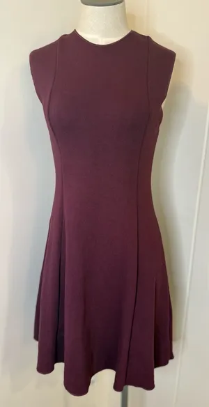 Zara Sleeveless knit Fit & Flare Dress in Wine Sz S thumbnail 1
