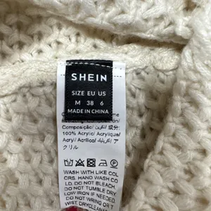 Shein Womens Turtleneck Batwing Sleeve Knit Poncho Size 6 Beige Sweater Relaxed thumbnail 10