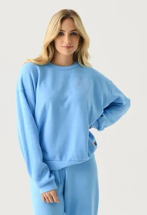 Aviator Nation Glitter Heart Relaxed Crewneck Sweatshirt Blue Size XS New thumbnail 1
