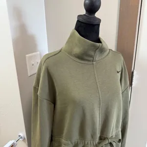 Nike‎ Olive Hunter Green Dri-FIT Get Fit Pullover Training Top Sweatshirt Hoodie thumbnail 3
