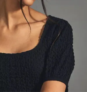 Anthropologie Lea & Viola Textured Puff Sleeve Crop Top thumbnail 3