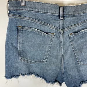 Abercrombie & Fitch The Mom Short High Rise Distressed Denim Short Blue Sz 33/16 thumbnail 6