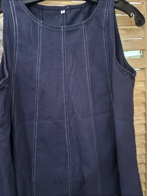 Sleeveless Denim Look Stitch-Detail Top Medium thumbnail 2