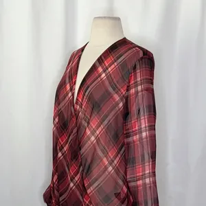 RAG & BONE Silk Victor Plaid Surplice Top Blouse Shirt Drapey High Low‎ Medium thumbnail 7