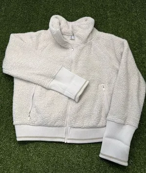 Athleta Tugga Sherpa Jacket in Natural White Cream Winter Croppy Casual Lg thumbnail 1