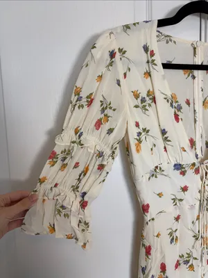 Reformation Alison Dress - Size 2 floral print ivory thumbnail 6