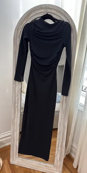 Zara navy blue open back maxi dress thumbnail 1