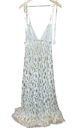Altar'd State Vanessa Maxi Dress White & Metallic Gold Grecian Goddess Dress, M thumbnail 4