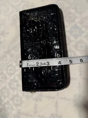 Tory Burch Black Patent Embossed Zip Around Wallet thumbnail 10