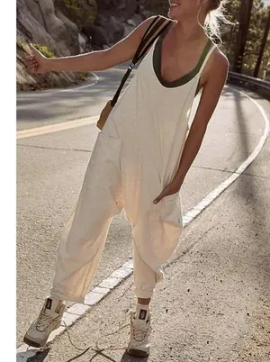 FP Movement Hot Shot Onesie jumpsuit beige ecru pockets zipper free people thumbnail 10