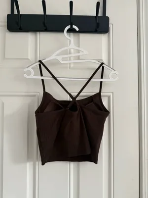 Uniqlo Brown Built in Bra Cross Back Tank thumbnail 2