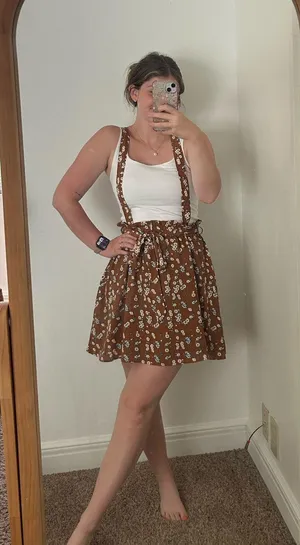Willow + Root Buckle pinafore floral thumbnail 1