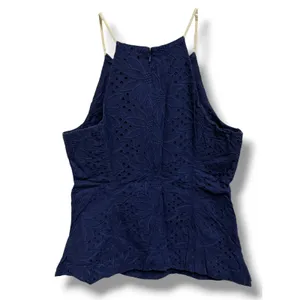 Lilly Pulitzer Annabelle Top Size 10 True Navy Jumbo Sunflower Eyelet Halter thumbnail 7