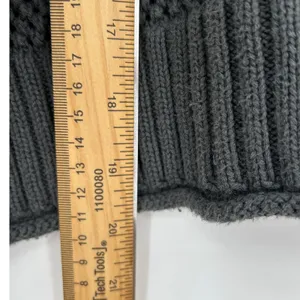 Aerie Women Dark Gray‎ Open Knit Quarter Zip Cropped Cotton Sweater Size M thumbnail 7