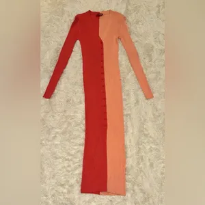 NEW Staud Shoko Long sleeve ribbed Sweater midi Dress Sz S thumbnail 6