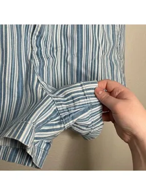 American Eagle Outfitters Womens Mom Shorts Size 14 Blue/White Striped nautical thumbnail 9