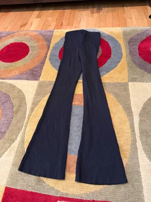Black Ribbed Pull on High Waisted Flare Pants Bohemenian Style Women’s Size XS thumbnail 4