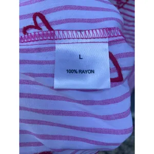 Jane + Delancey Pink White Striped Heart Embroidered Button Down Shirt Large thumbnail 4