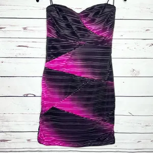 Bailey Blue Strapless Black & Pink Textured Mini Dress Size Medium thumbnail 7