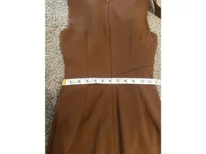 Calvin Klein Brown Bow Shoulder Midi Dress Size 2 thumbnail 12