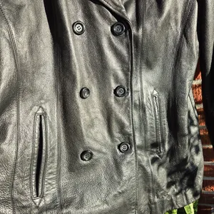 Jacqueline Ferrar Genuine Leather Black Double Breasted Butter Soft Jacket XL thumbnail 4