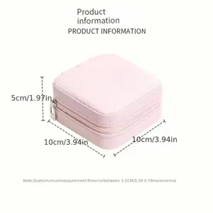 1pc Mini Jewelry Box, Portable Jewelry Storage‎ Box, PU Leather Small Organizer thumbnail 8