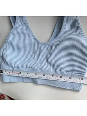 Aerie Light Blue Ribbed Sports Bra Top Size S/P thumbnail 7