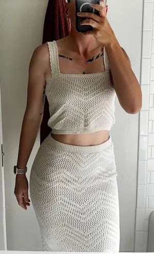 Freshman 1996 2 piece crochet‎ set L Size L thumbnail 1