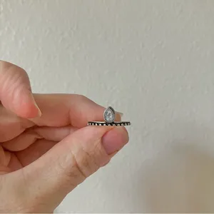 Crown Ring Pear Teardrop Bohemian Stacking Band Vintage “Tuilelaith” Silver Jewelry thumbnail 13