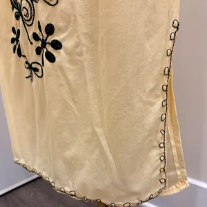 VTG 70s Butter Yellow Floral Embroidered House Dress Boho Granny Ecuador Small thumbnail 8